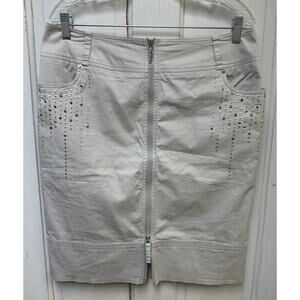 Airfield Full Zip Studded Beige Skirt Size 34 Pockets
